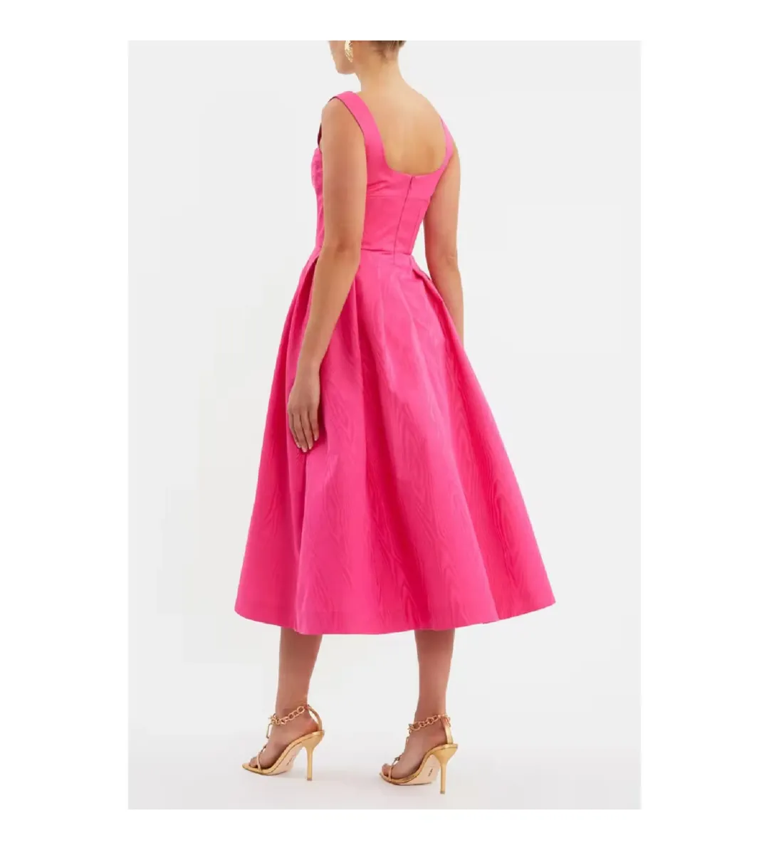 Rebecca Vallance Lyla Midi Dress Hot Pink Size 10 for rent on The Volte - main image