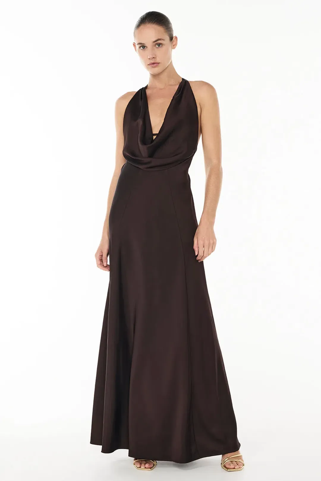 Manning Cartell Charmed Cowl Slip Maxi Dress in Dark Chocolate Brown Size AU 4 for rent on The Volte - main image