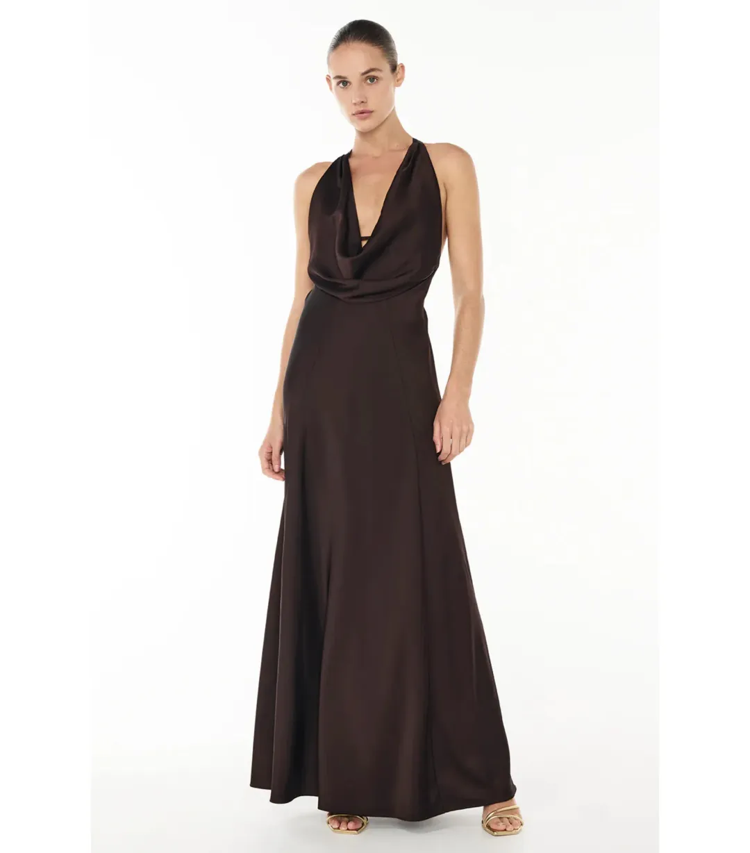 Manning Cartell Charmed Cowl Slip Maxi Dress in Dark Chocolate Brown AU 6  for rent on The Volte - main image