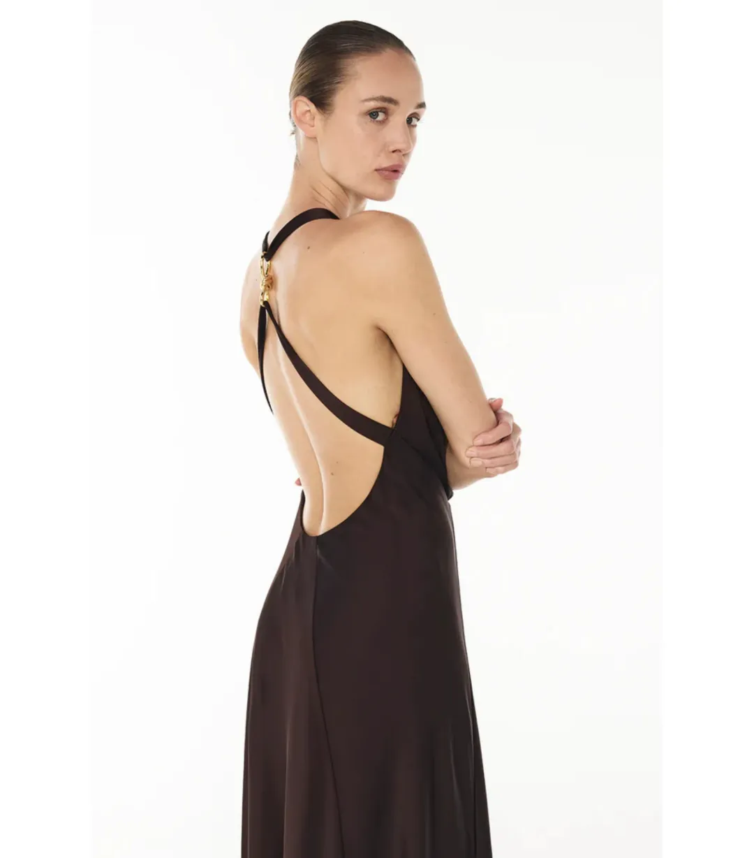 Manning Cartell Charmed Cowl Slip Maxi Dress in Dark Chocolate Brown AU 6  for rent on The Volte - main image