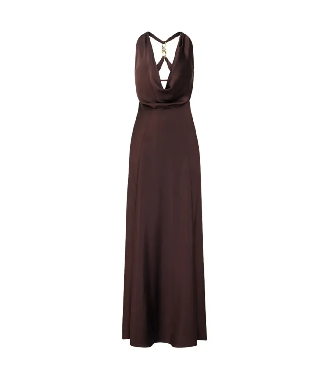 Manning Cartell Charmed Cowl Slip Maxi Dress in Dark Chocolate Brown AU 6  for rent on The Volte - main image