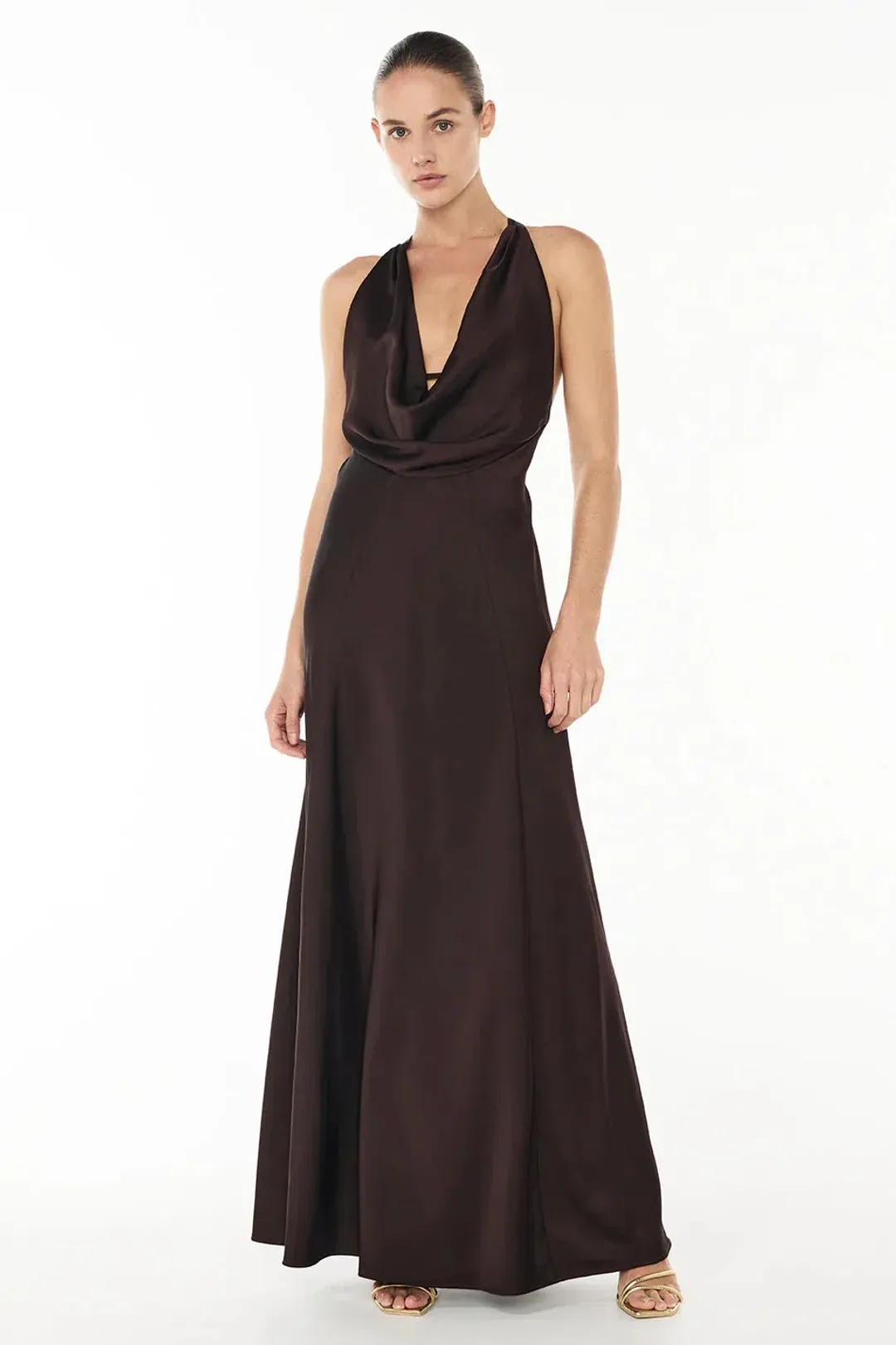 Manning Cartell Charmed Cowl Slip Dress in Dark Chocolate Brown Size AU 12 for rent on The Volte - main image