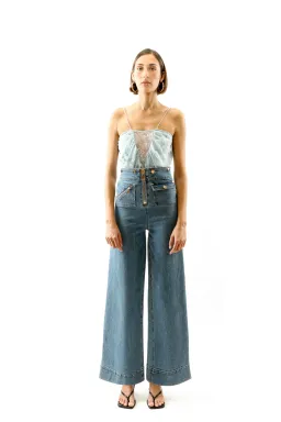 ALICE By Alice McCall Maverick Jumpsuit Light Blue Denim in Size AU 8 for rent on The Volte - image 2