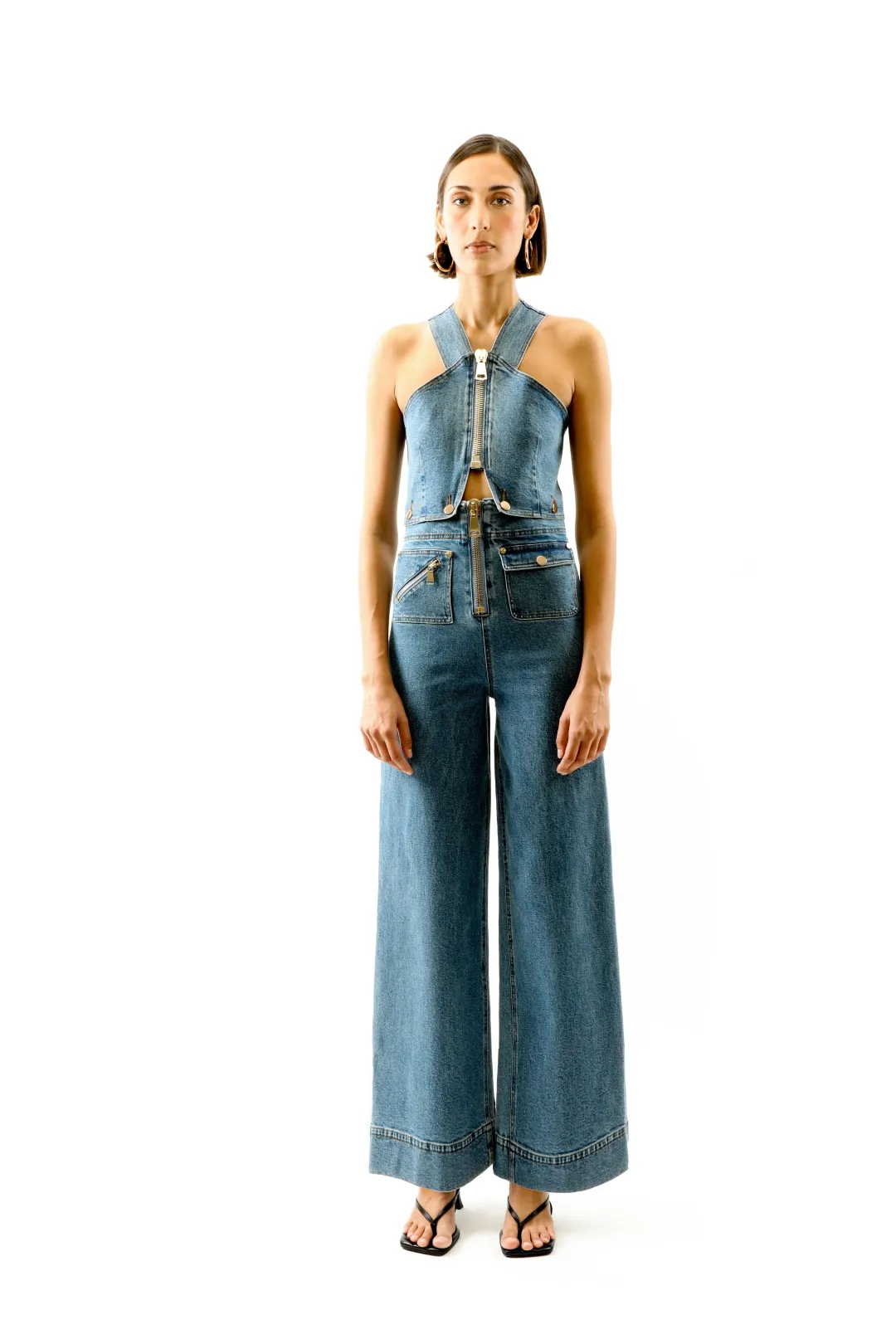 ALICE By Alice McCall Maverick Jumpsuit Light Blue Denim in Size AU 8 for rent on The Volte - main image
