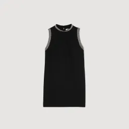 Sandro Rhinestone Embellished Mini Dress Black Size 10 for rent on The Volte - image 4