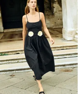 Ciao Lucia Neroni Midi Dress in Black Rosette Size S / AU 8 for rent on The Volte - image 2