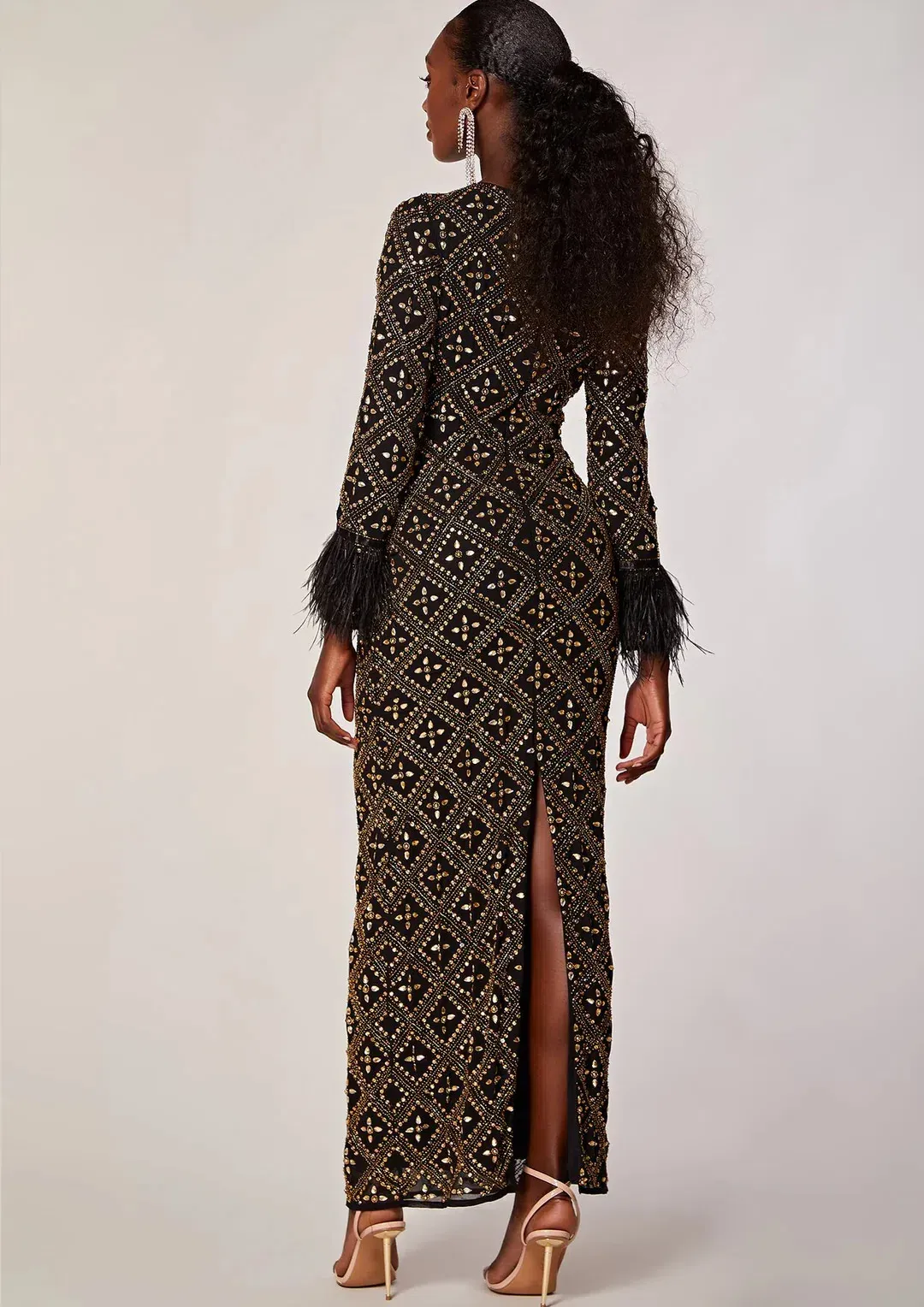 Virgos Lounge Winona Dress Black Gold Size 8  for rent on The Volte - main image