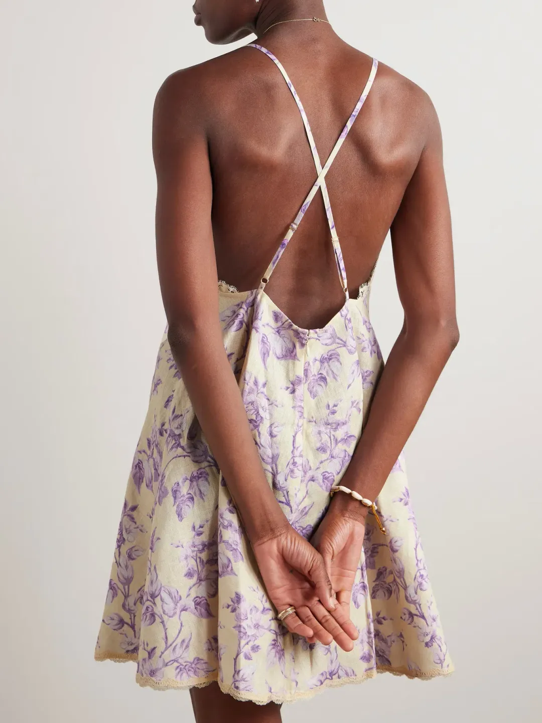 Zimmermann Halliday Swing Mini Dress in Yellow/Lilac Floral Size 2 / AU 12 for rent on The Volte - main image