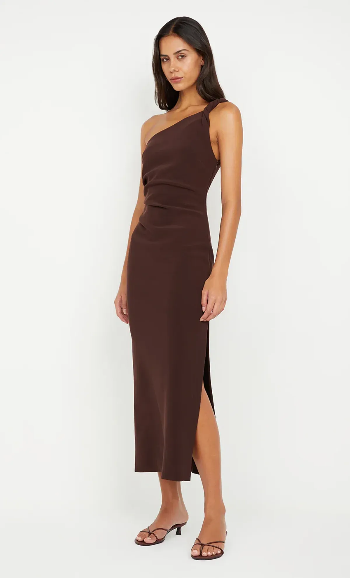 Bec & Bridge Ariven Asym Midi Dress in Dark Chocolate 10 for rent on The Volte - main image