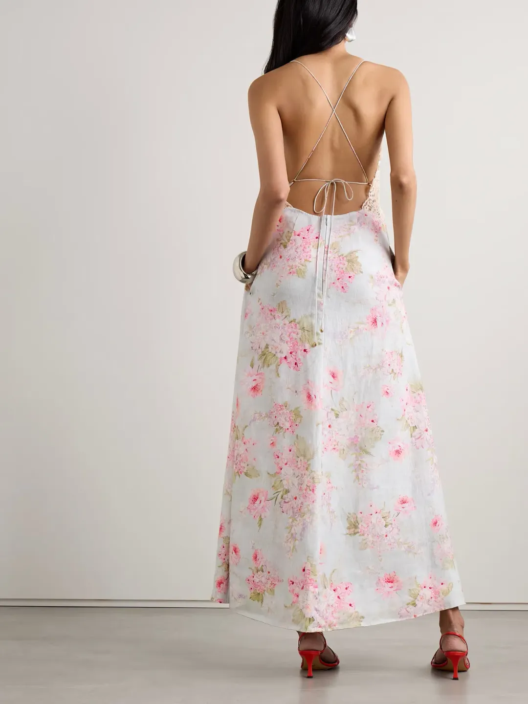 Zimmermann Halliday Lace Trimmed Maxi Dress Floral Print Size 2 AU 12 for rent on The Volte - main image
