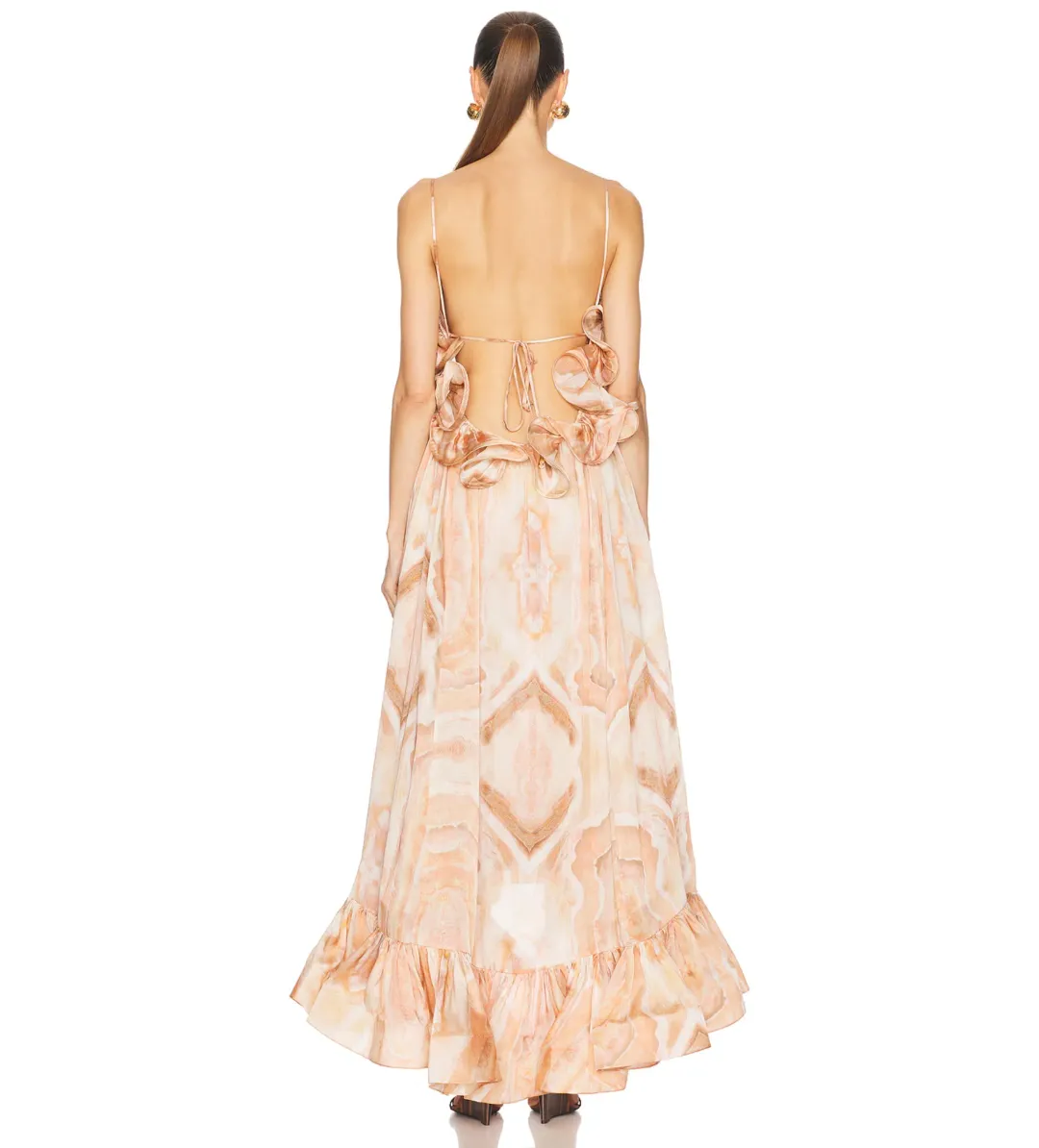 Zimmermann Illuminate Flounce Midi Gown in Guava Agate Size 6 for rent on The Volte - main image