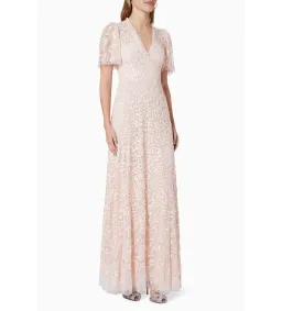 Needle and Thread Amalie Sequin V-Neck Gown Pale Pink in Size 8 for rent on The Volte - image 2