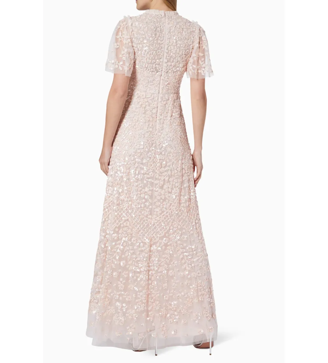 Needle and Thread Amalie Sequin V-Neck Gown Pale Pink in Size 8 for rent on The Volte - main image