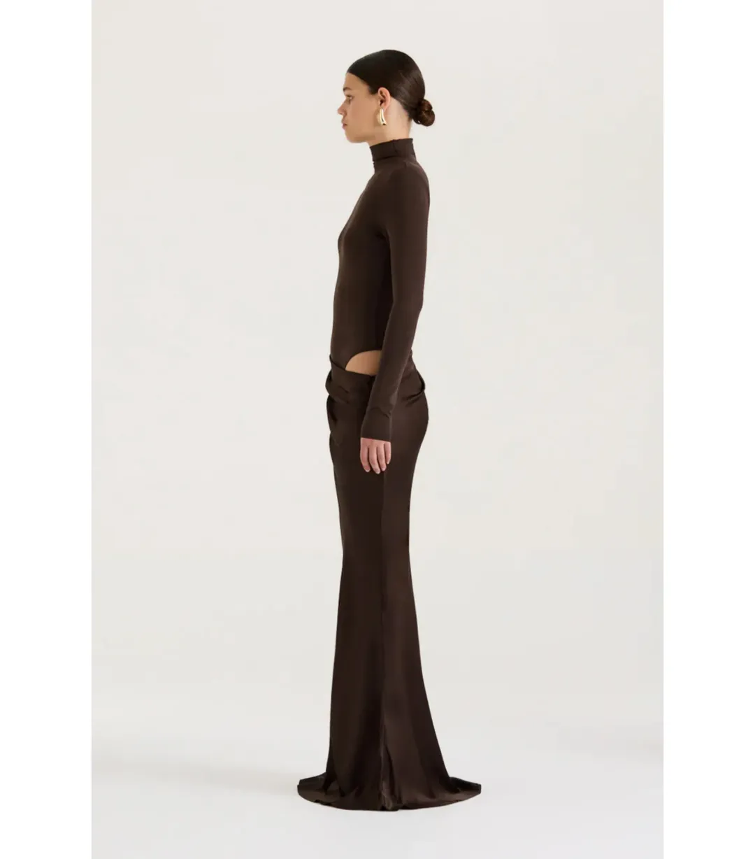 Henne Soraia Long Sleeve Maxi Dress Chocolate Size S / AU 8 for rent on The Volte - main image
