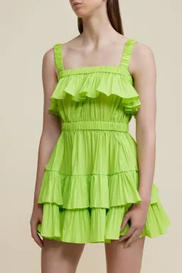 Acler Ramona Mini Dress Lime Green Size 6 for rent on The Volte - image 2