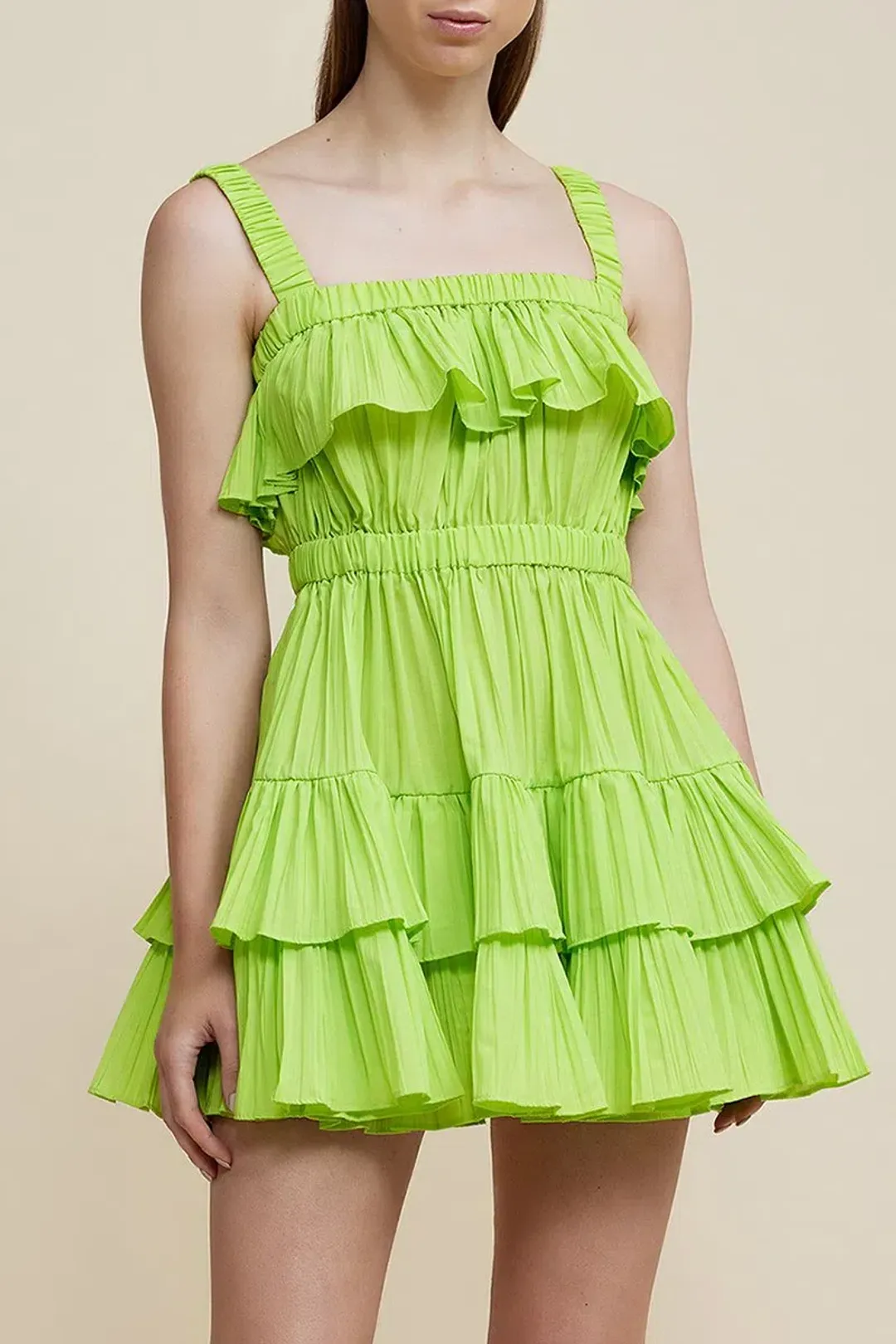 Acler Ramona Mini Dress Lime Green Size 6 for rent on The Volte - main image