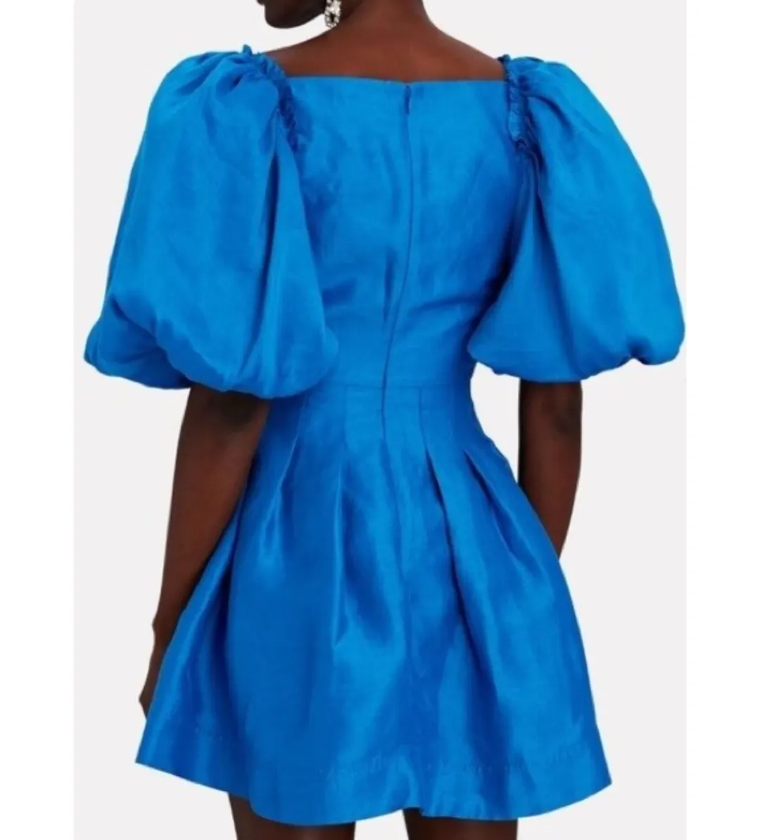 Aje Dusk Knot Puff Sleeve Mini Dress Blue Size XS AU 6 for rent on The Volte - main image