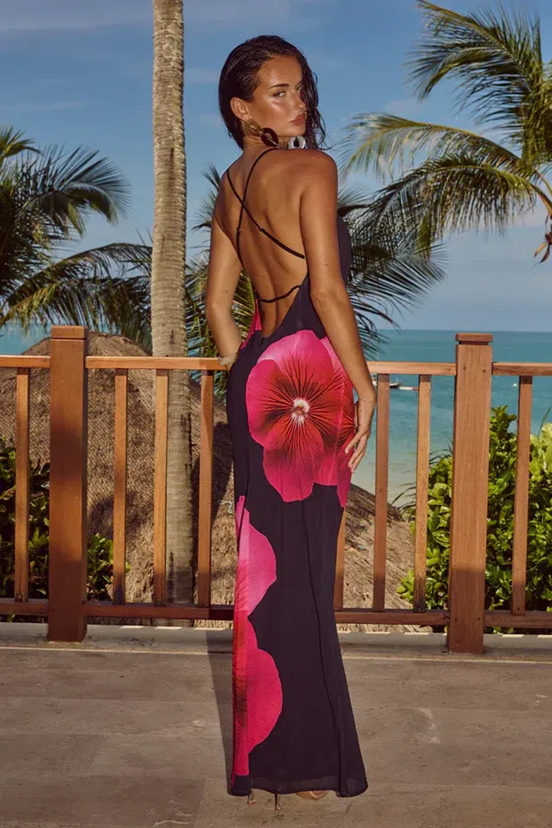 Runaway The Label Bridgette Maxi Dress Pink Flower Size 12  for rent on The Volte - main image