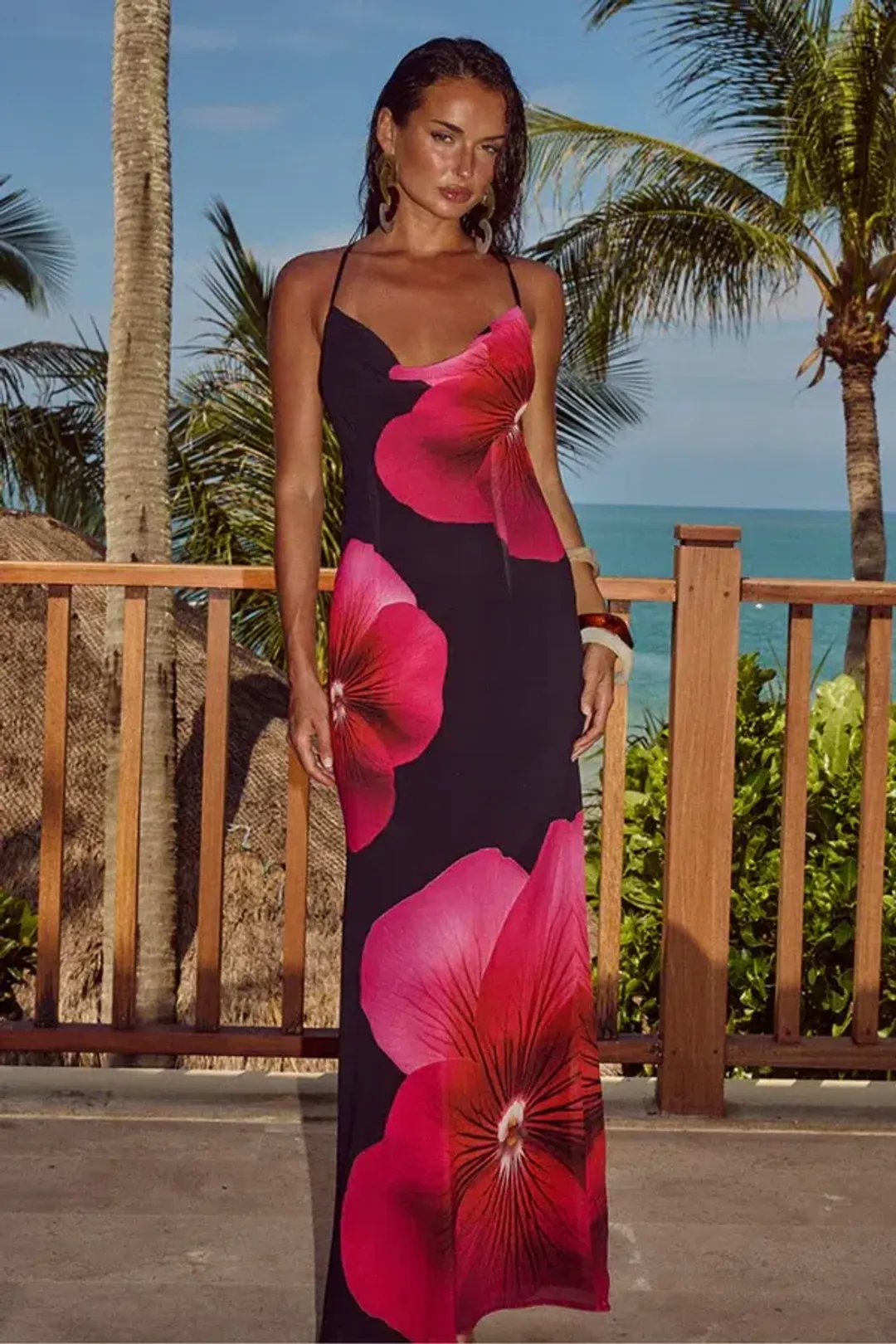 Runaway The Label Bridgette Maxi Dress Pink Flower Size 12  for rent on The Volte - main image