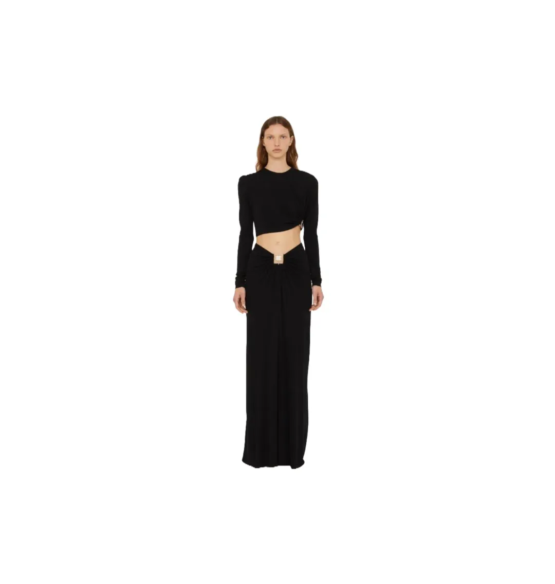 Christopher Esber Bezel Quartz Ruched Skirt Black Size 8 for rent on The Volte - main image