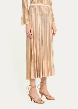 Zimmermann Crush Halter Neck Top in Cream Size 1/AU 10 and Metallic Stripe Skirt in Multi Size 2/AU 12 Set  for rent on The Volte - image 3