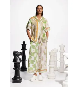 Alemais Checkmate Linen Top & Pants Set Print Size 10 for rent on The Volte - image 1