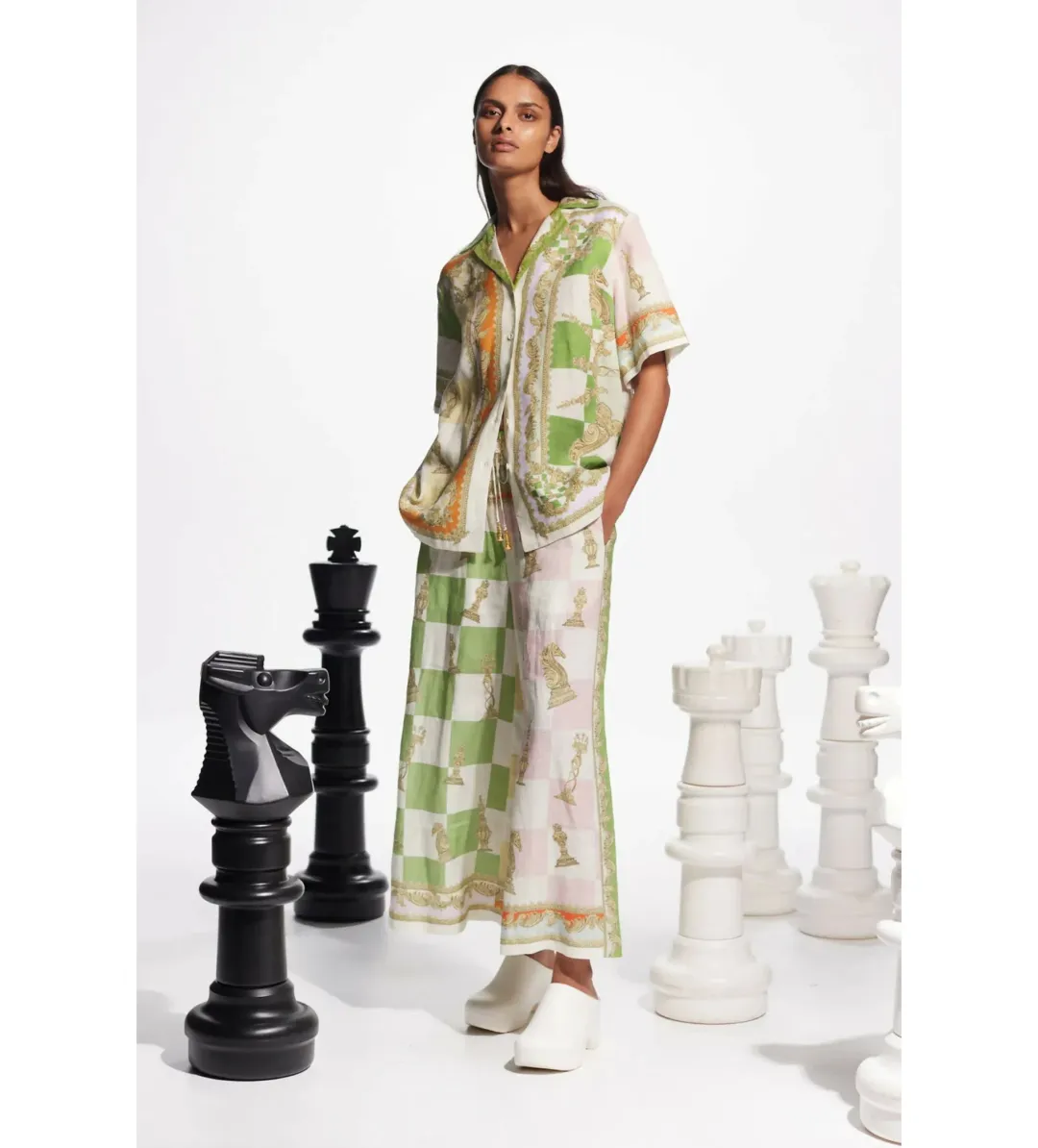 Alemais Checkmate Linen Top & Pants Set Print Size 10 for rent on The Volte - main image