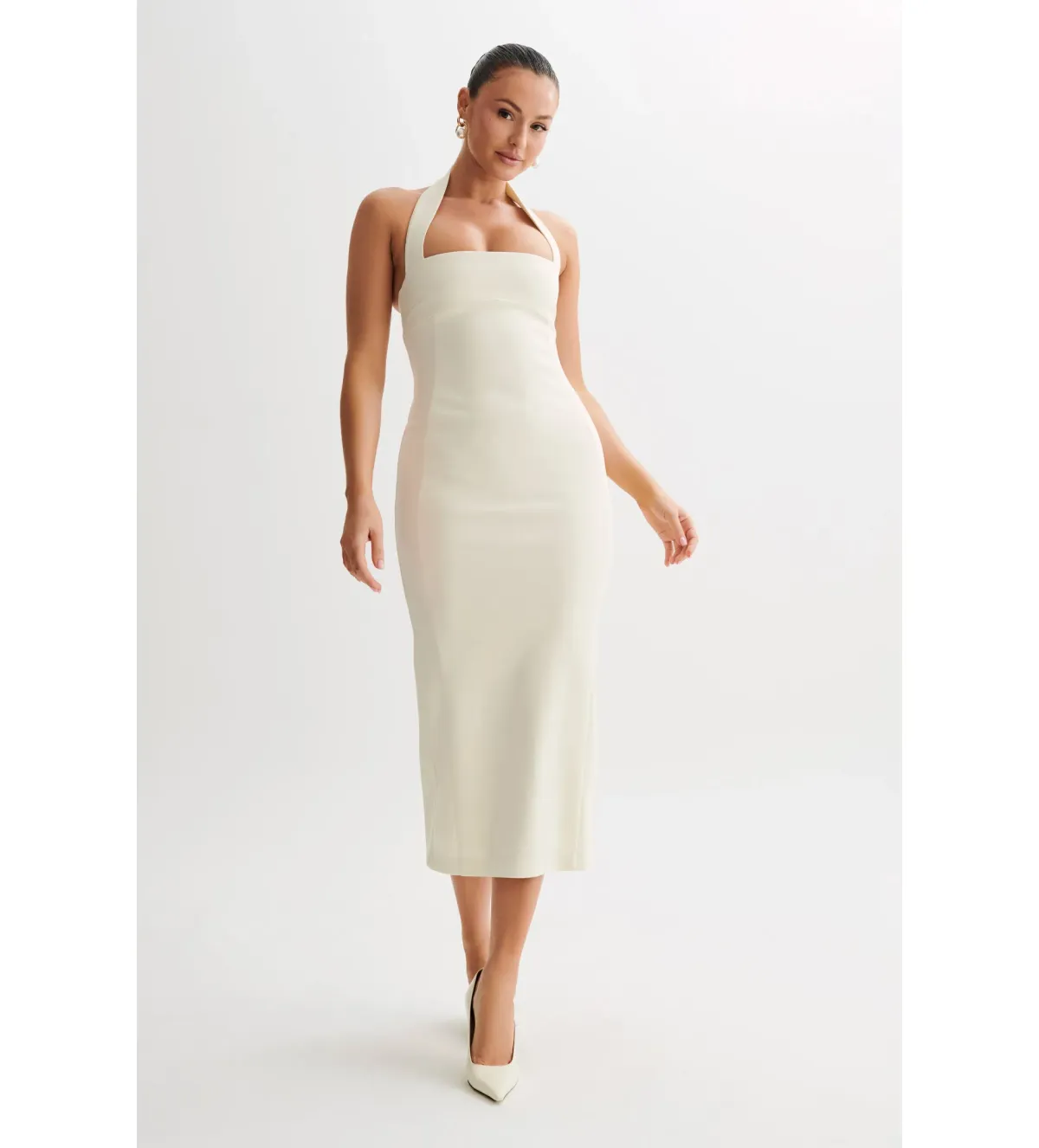 Meshki Amelita Midi Dress In Ivory Size 6/XS for rent on The Volte - main image