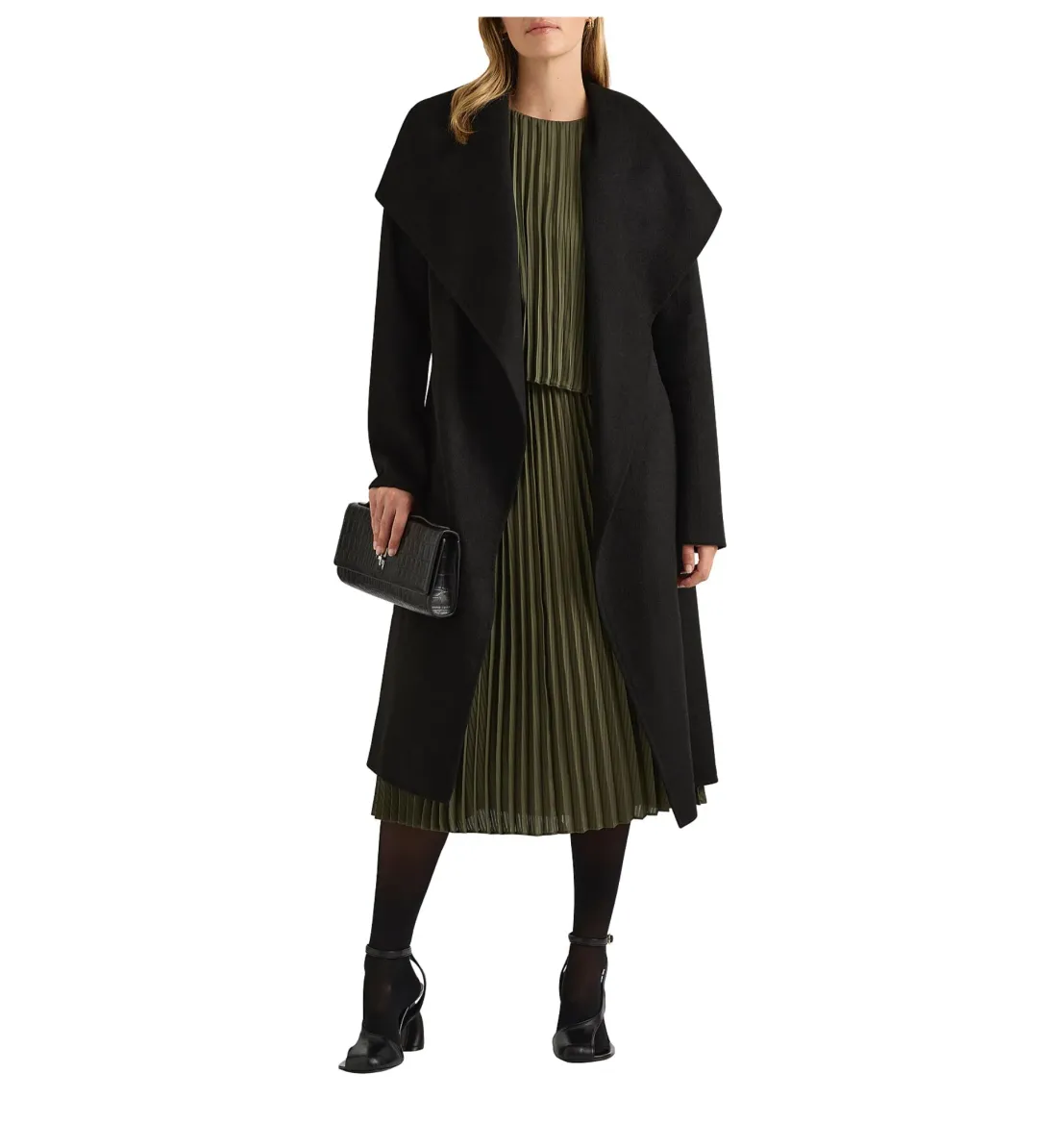 David Lawrence Domenic Double Faced Wool Coat Black Size 12 for rent on The Volte - main image