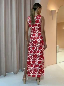 Sir The Label Cinta Linen Cut Out Midi Dress Red Floral Size 1/AU 8 for rent on The Volte - image 3