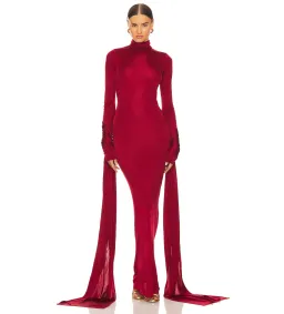 Helsa Slinky Jersey Sarong Maxi Dress in Red Size XS / AU 6 for rent on The Volte - image 1