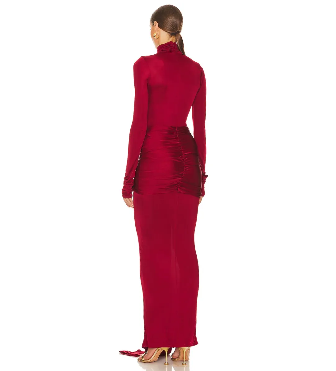 Helsa Slinky Jersey Sarong Maxi Dress in Red Size XS / AU 6 for rent on The Volte - main image