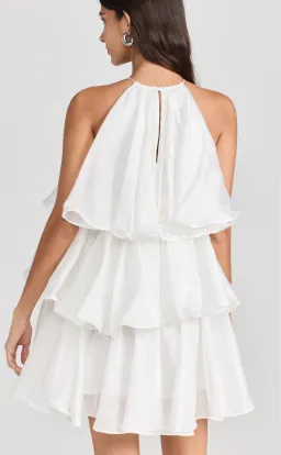 Aje Claudia Halterneck Tiered Mini Dress in White Size 8 for rent on The Volte - image 5