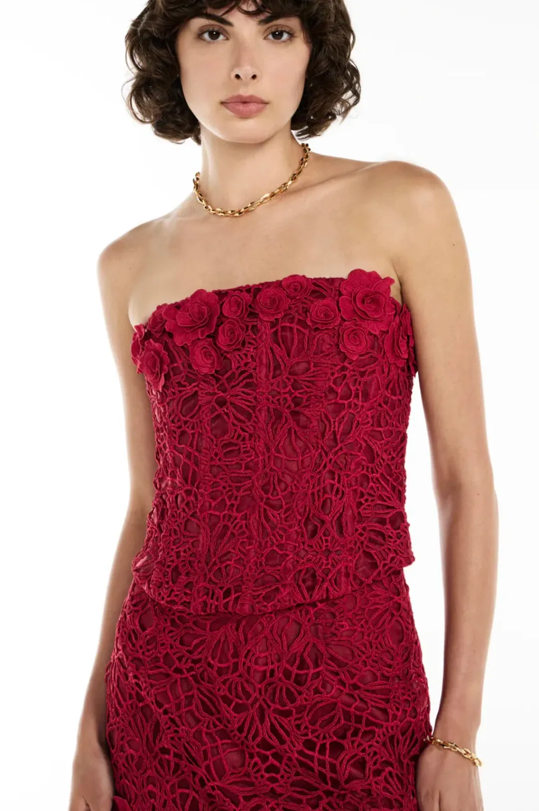 Manning Cartell Tea Ceremony Bustier Size AU 6 and Mini Skirt Size AU 4 Set in Ruby Red for rent on The Volte - main image