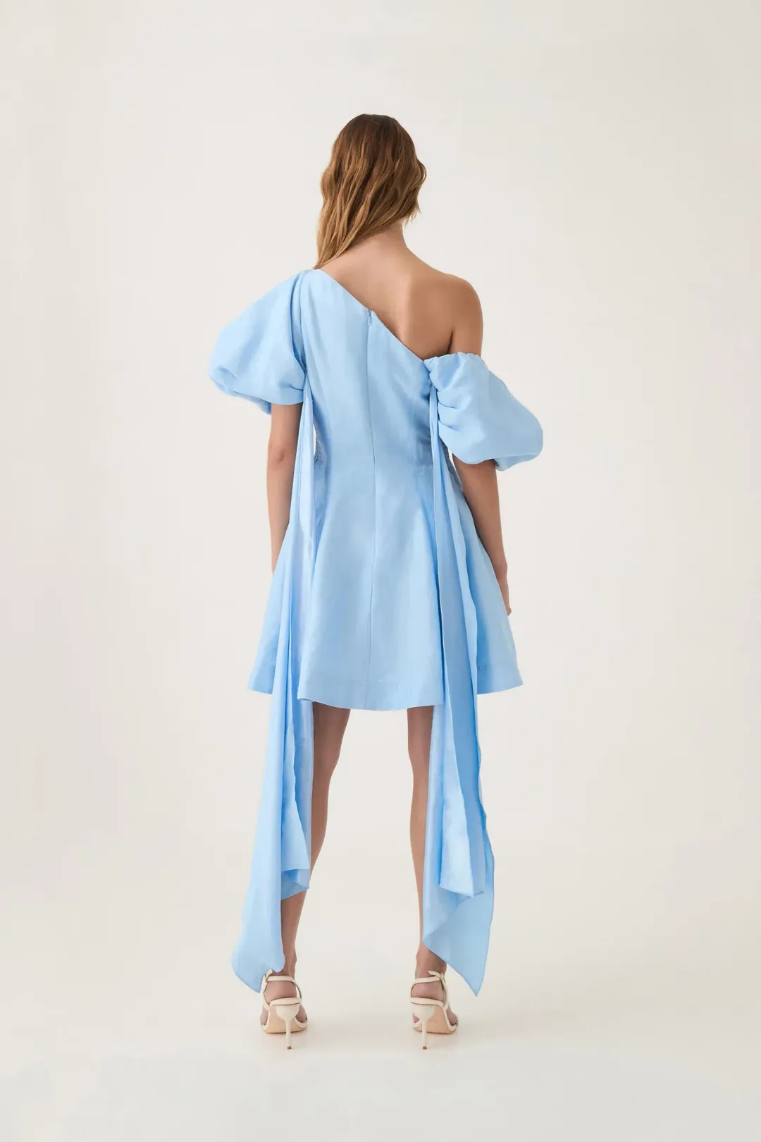 AJE Arista Tulip Sleeve Mini Dress Powder Blue Size 16 for rent on The Volte - main image