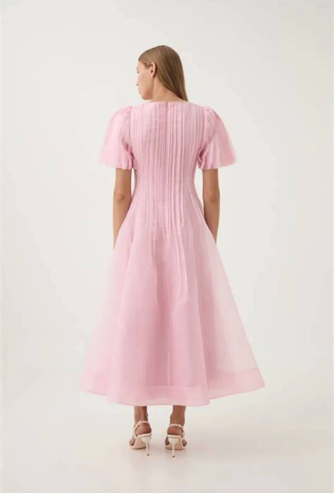 AJE Nova Pleated Midi Dress Pink Size AU 16  for rent on The Volte - main image
