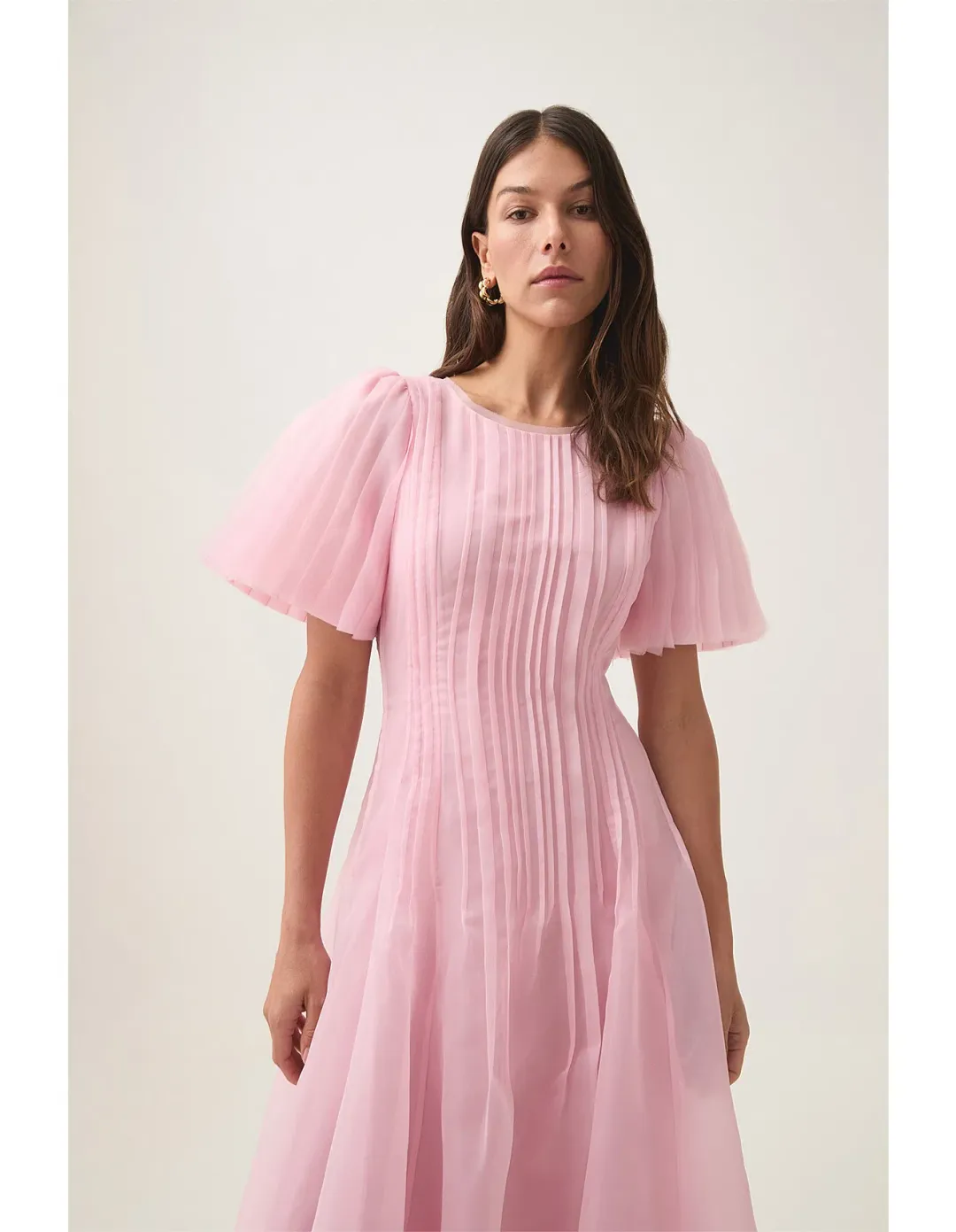 AJE Nova Pleated Midi Dress Pink Size AU 16  for rent on The Volte - main image