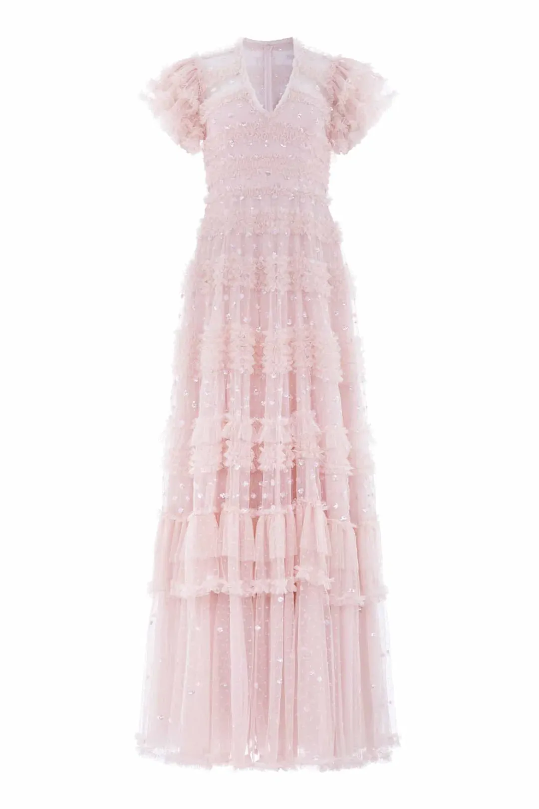 NEEDLE AND THREAD PINK V-NECK GOWN SIZE UK 14 ALTERED TO AU SIZE 10-12 for rent on The Volte - main image