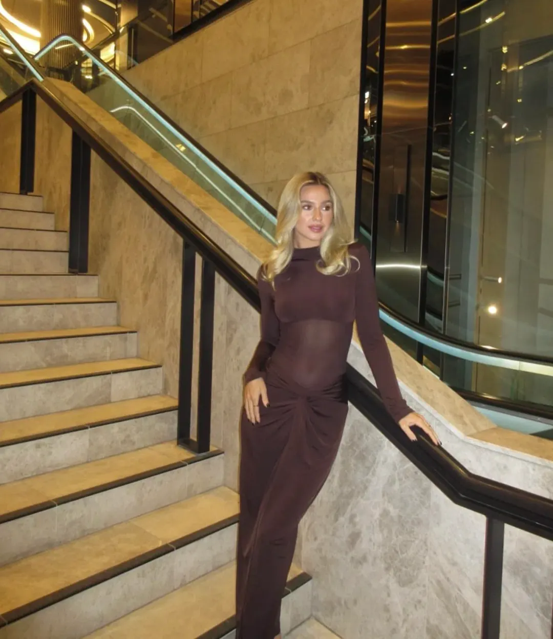 BENNI Dora Maxi Dress in Chocolate Brown Size S / AU 8 for rent on The Volte - main image