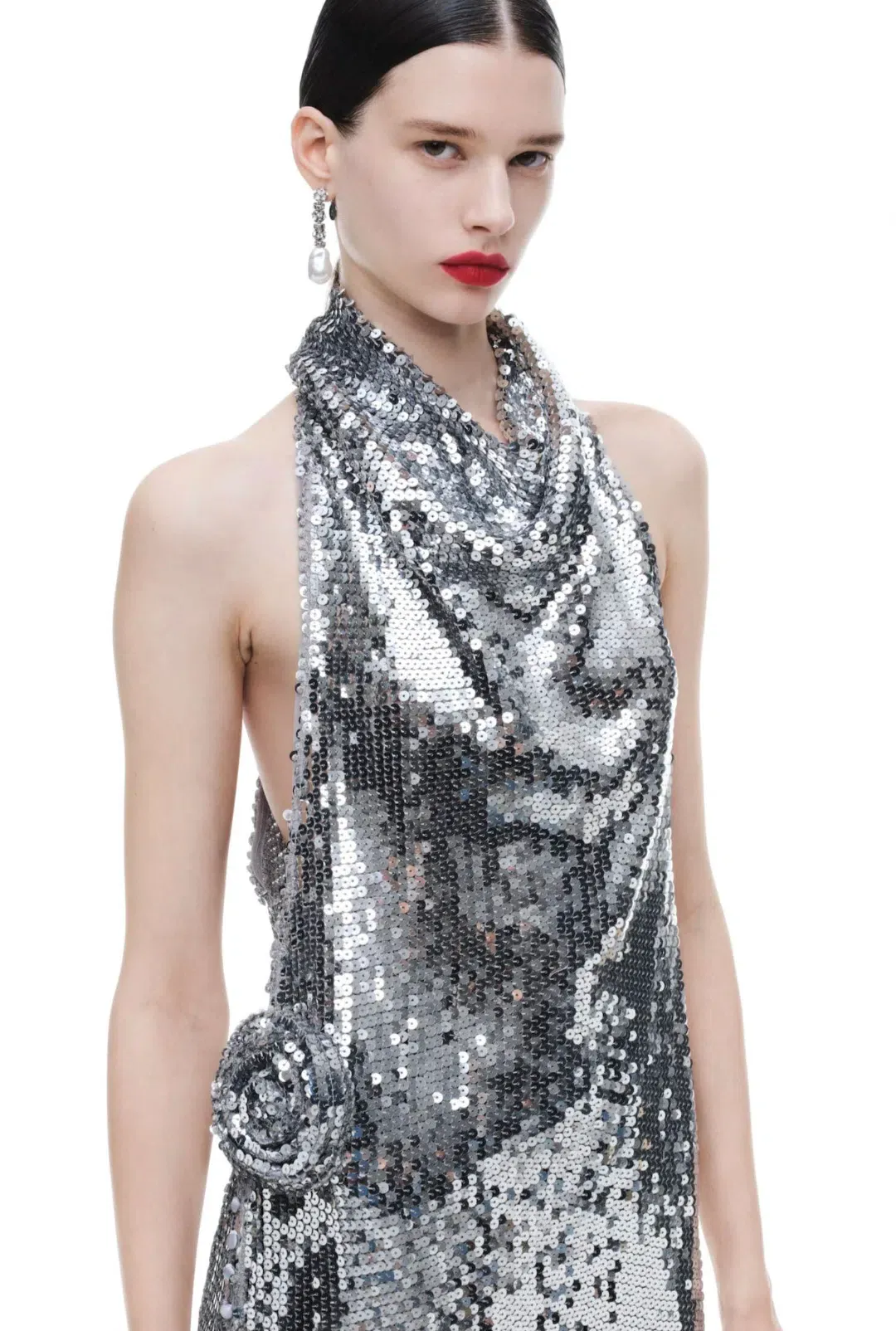 Magda Butrym x H&M Sequin Rose Appliqué Maxi Dress Size XL/AU14 for rent on The Volte - main image