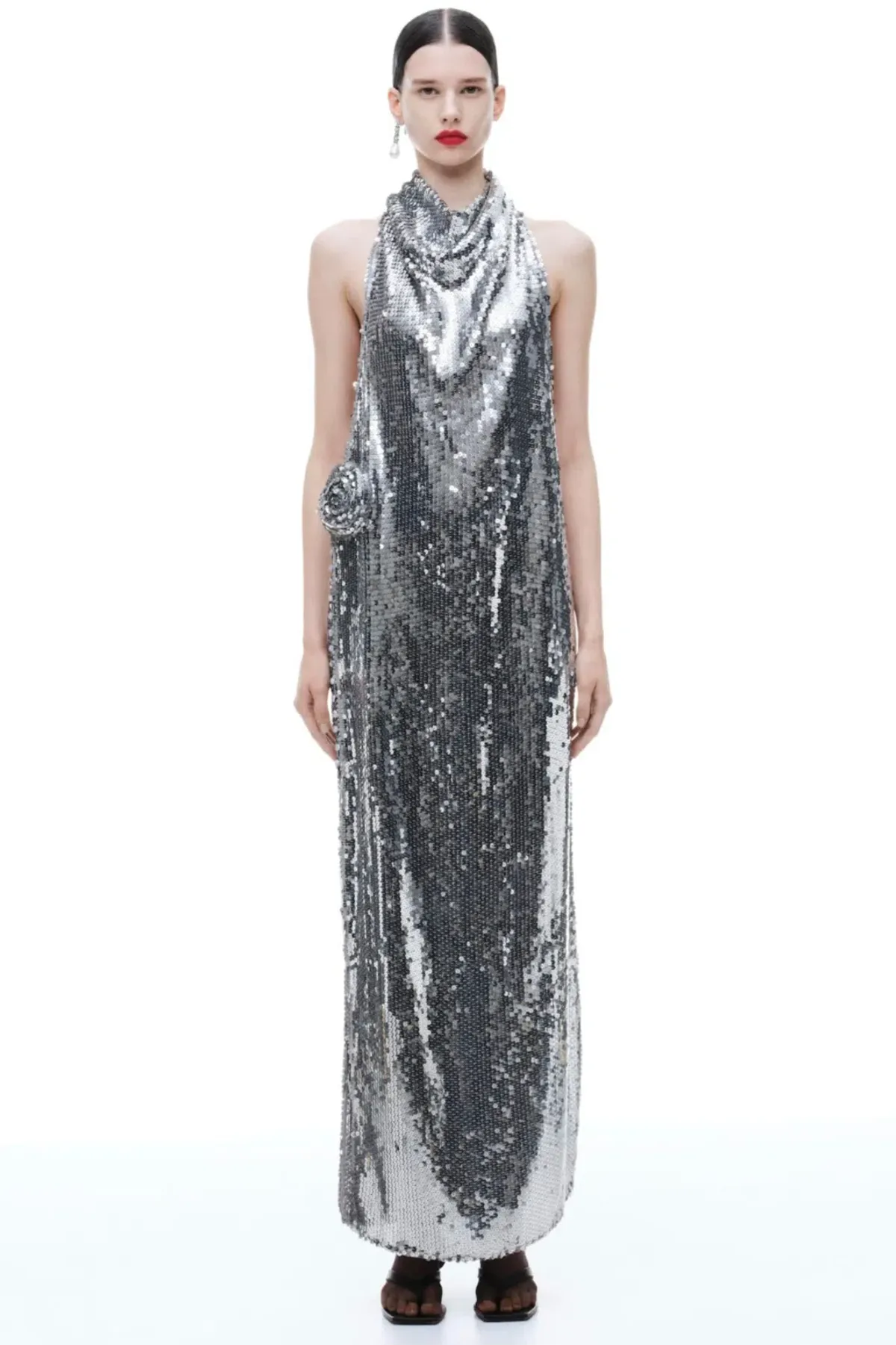 Magda Butrym x H&M Sequin Rose Appliqué Maxi Dress Size XL/AU14 for rent on The Volte - main image