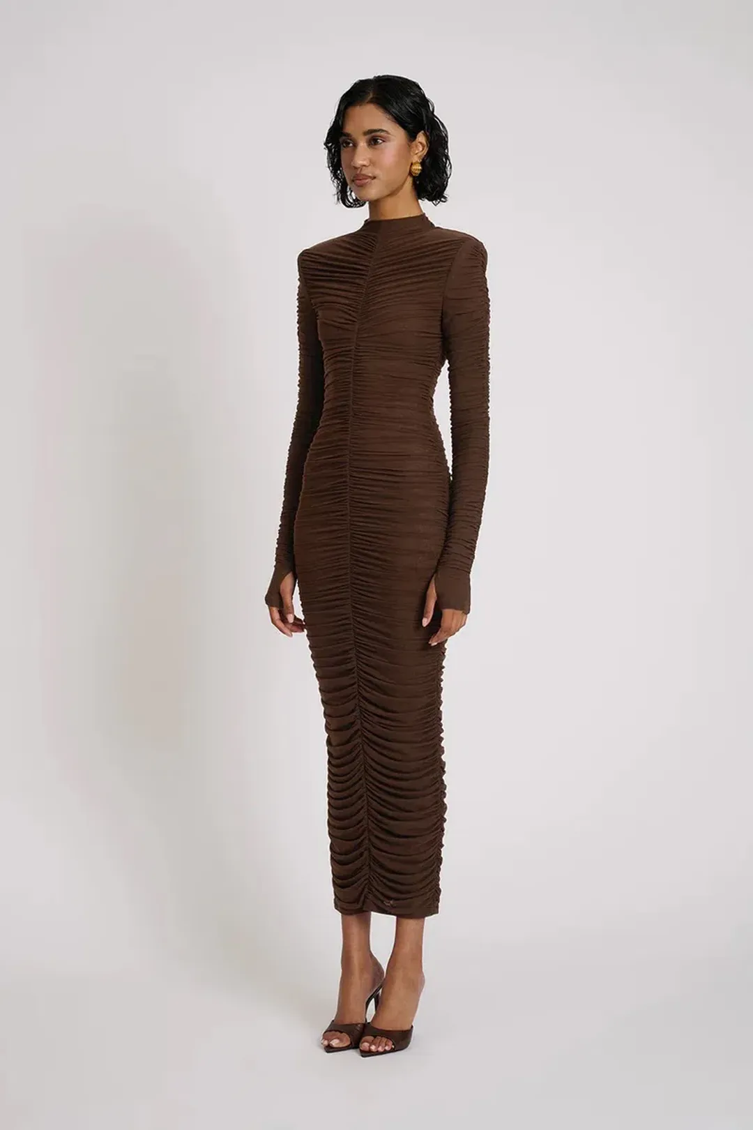 Eliya The Label Melissa Midi Dress Brown Size 8 for rent on The Volte - main image