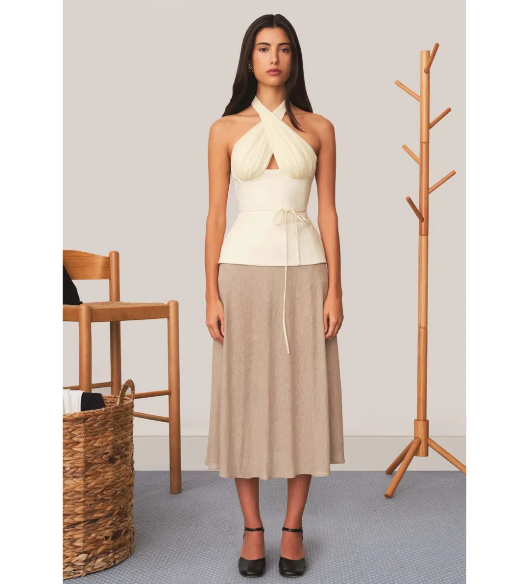Tae Park Sculpted Halter Top Ivory Size S AU 8 for rent on The Volte - main image