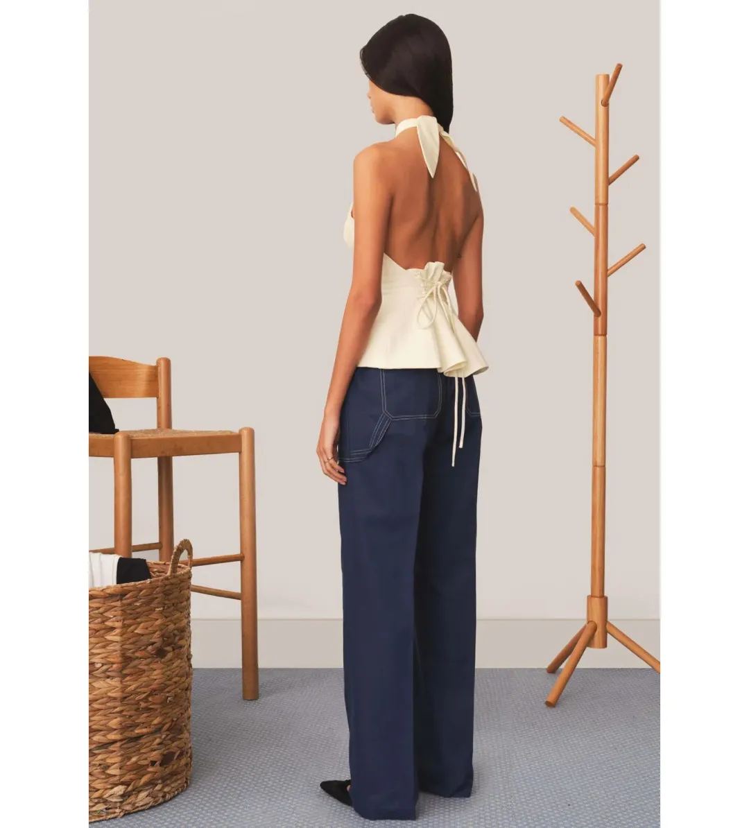 Tae Park Sculpted Halter Top Ivory Size S AU 8 for rent on The Volte - main image
