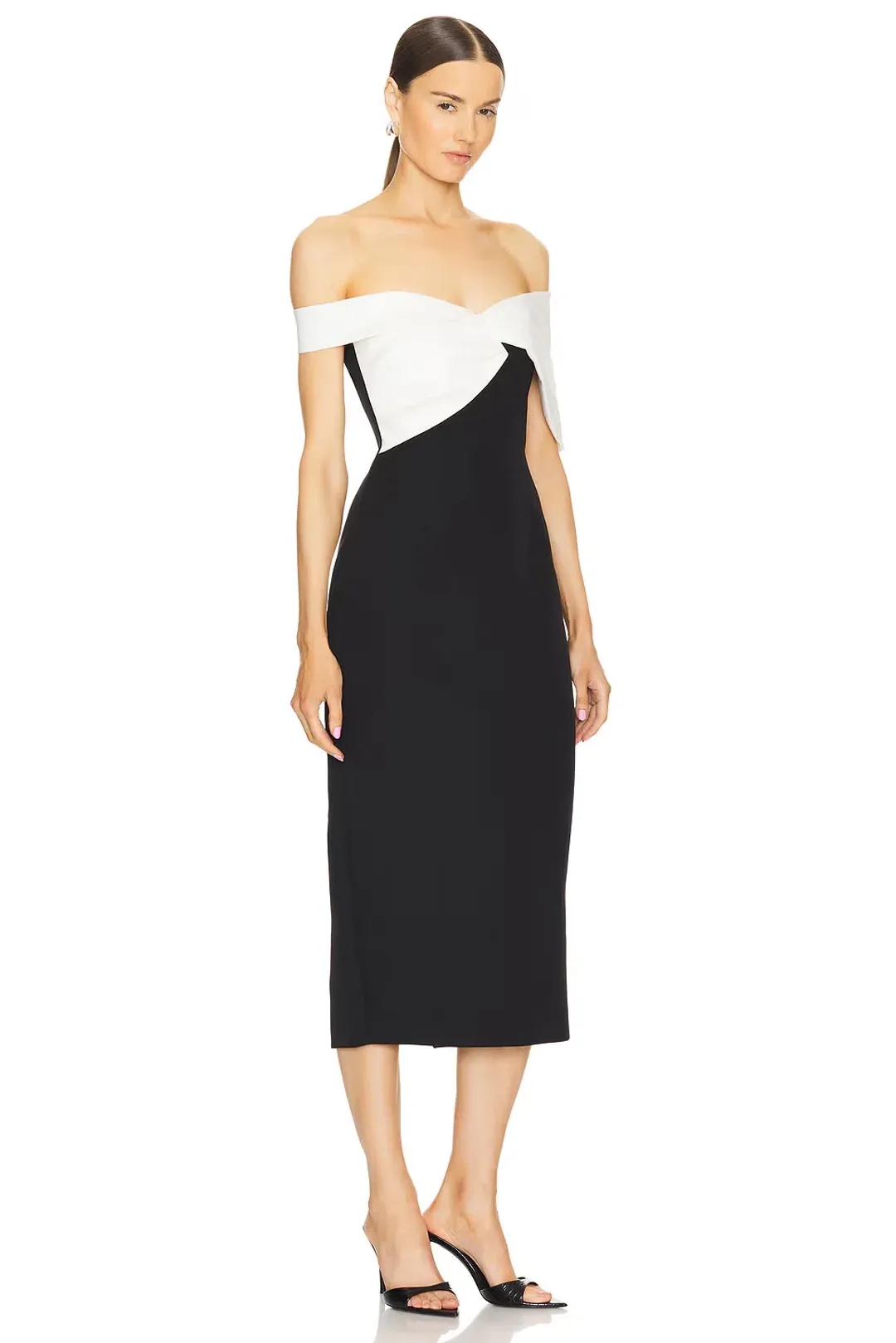 Rachel Gilbert Delila Midi Dress in Black/White Size 2 / AU 10 / M for rent on The Volte - main image