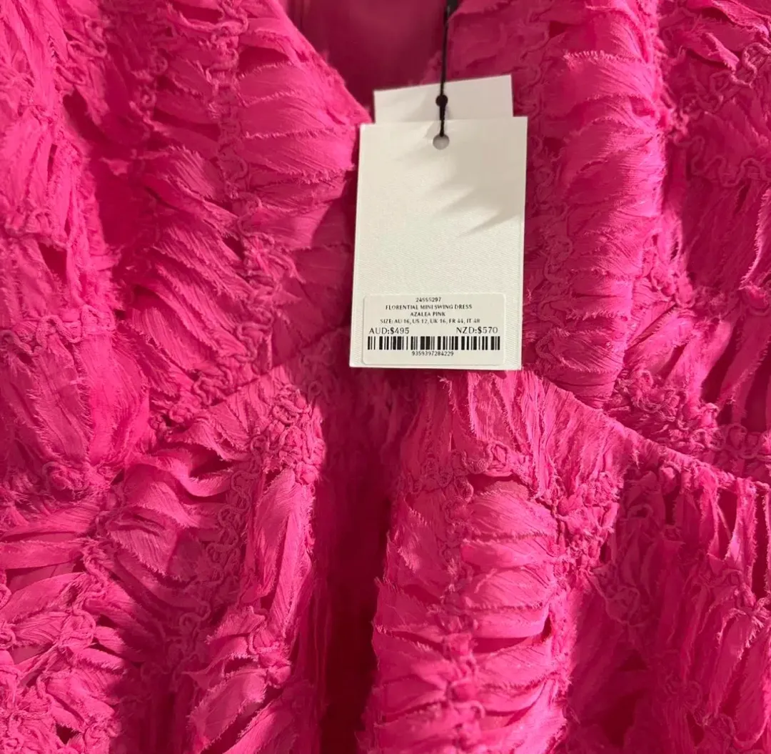 Aje Florential Mini Swing Dress in Azalea Pink Size 16 for rent on The Volte - main image