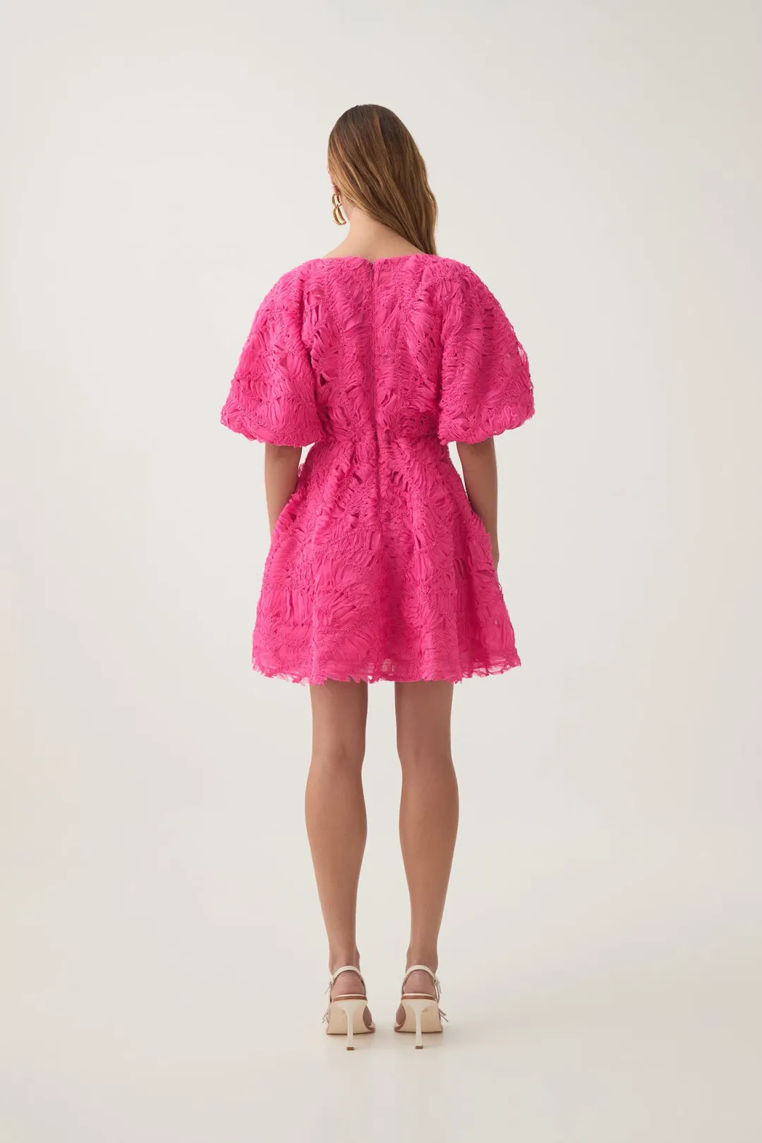 Aje Florential Mini Swing Dress in Azalea Pink Size 16 for rent on The Volte - main image