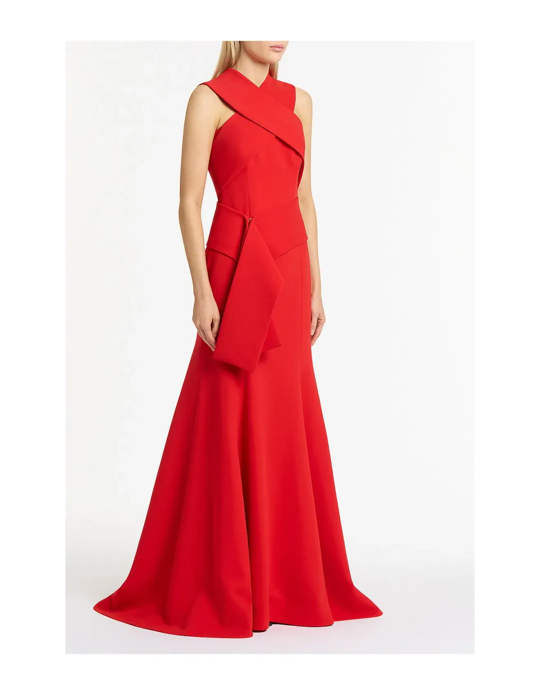 Carla Zampatti Crepe Fascia Cross Over Gown Red Size AU 6 for rent on The Volte - main image