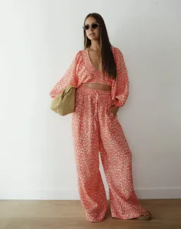 La Boheme Girls Coral Oat Leopard Juno Pant Essie Top Set Size S AU 6 for rent on The Volte - image 4