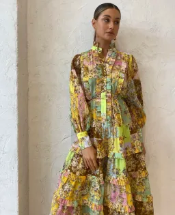 Alemais Matilde Pleat Shirt Dress Multi Size 10 for rent on The Volte - image 3